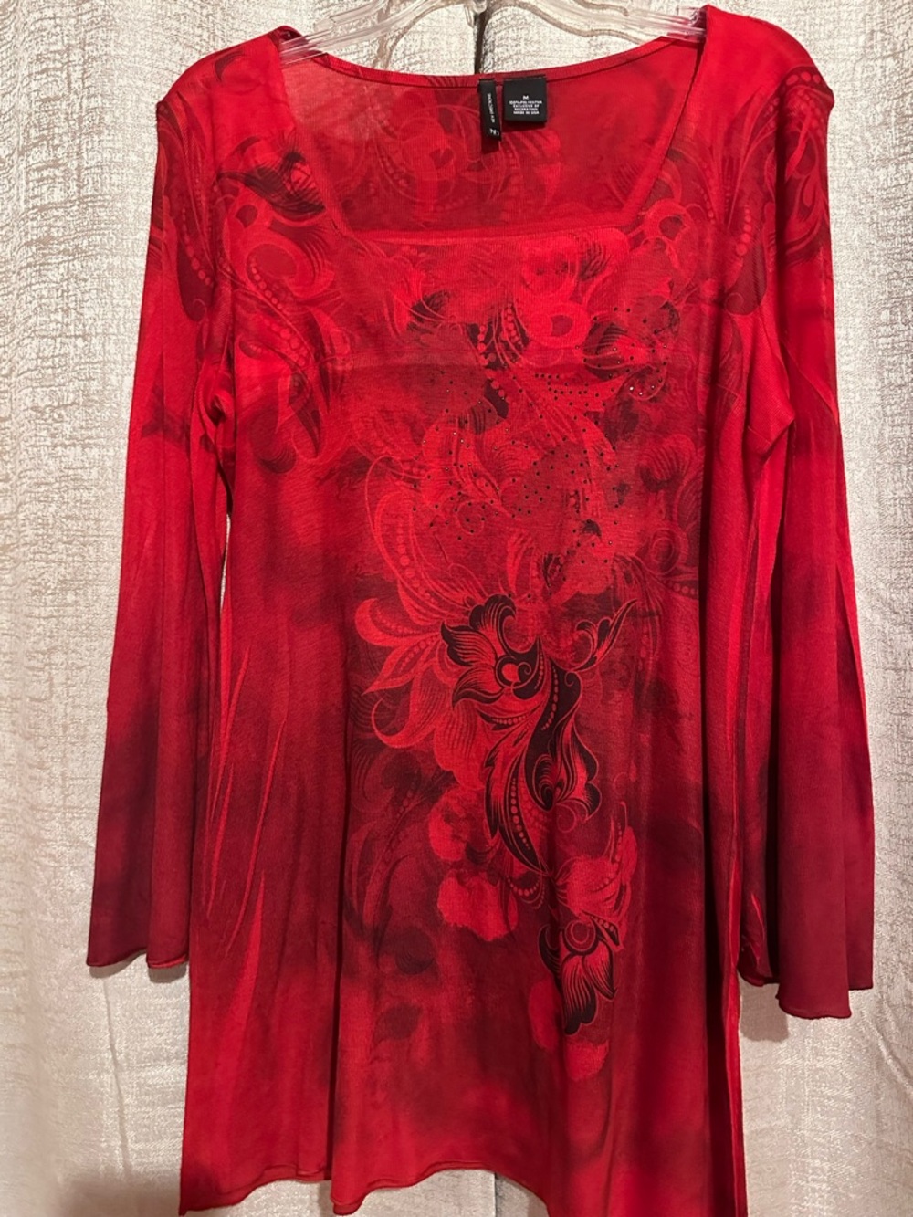 new directions Red Ribbed Knit Top